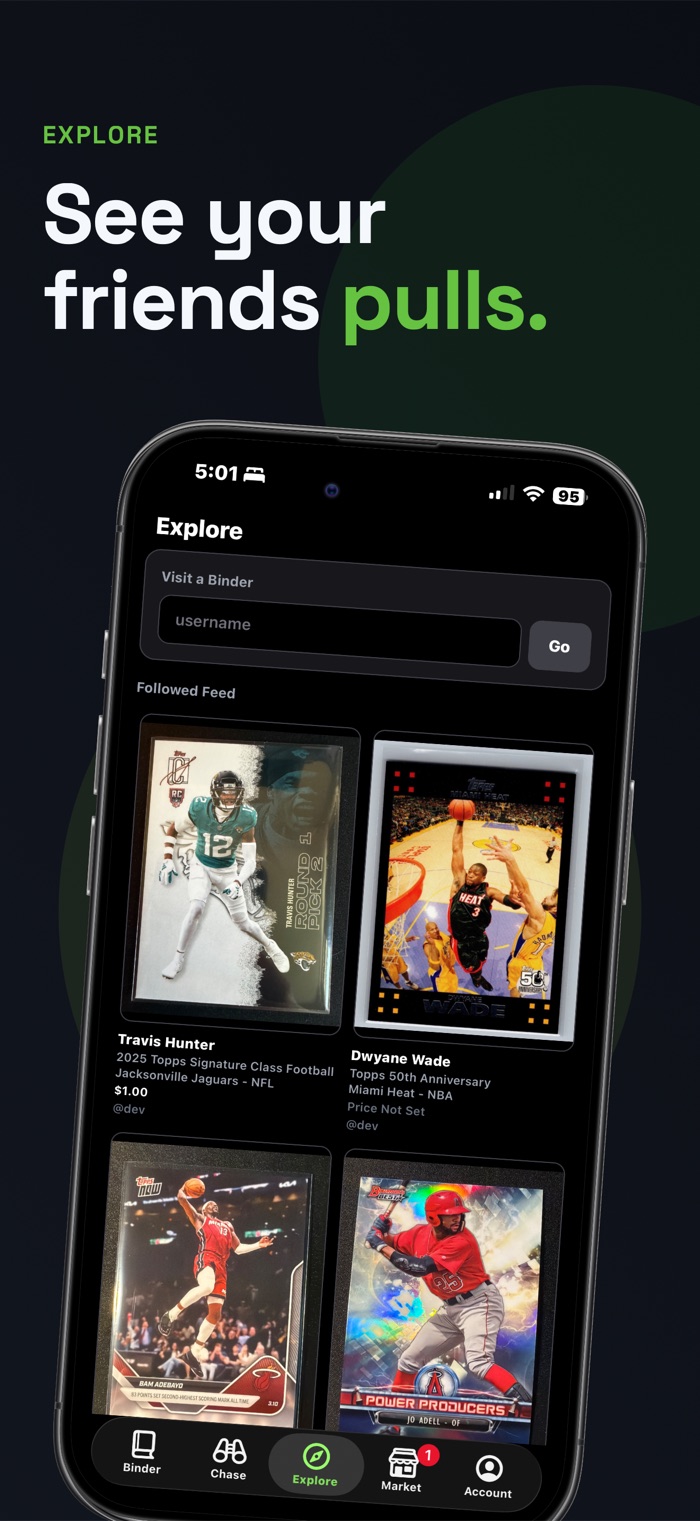 BndX Explore tab showing a followed friends' pull feed